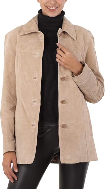 Women  Suede Leather Car Coat (Also available in Plus Size & Petite)