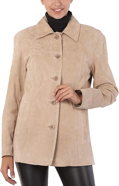 Women  Suede Leather Car Coat (Also available in Plus Size & Petite)