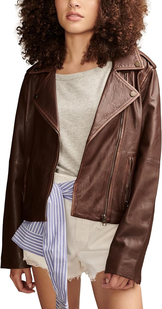 Women's Classic Leather Moto Jacket