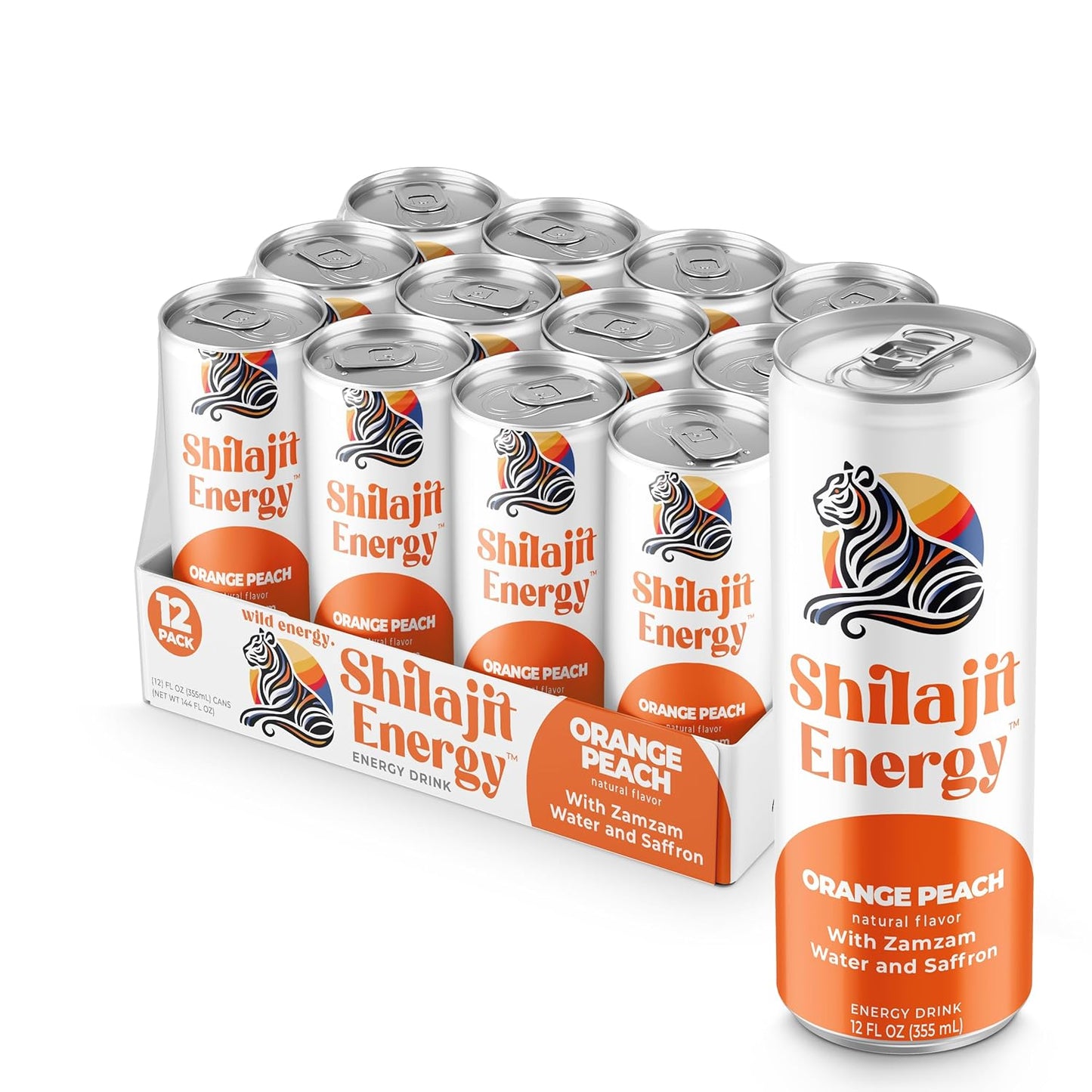 Shilajit Energy Drink – Orange Flavor, 12 oz (12 Pack) – Natural Energy & Wellness Boost