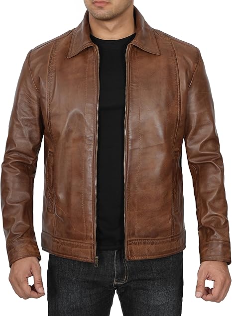 Men's Leather Jacket - Real Lambskin Classic Vintage Style Leather Jackets For Men