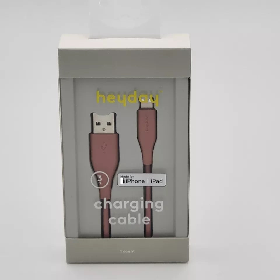 Heyday Charging Cable USB-A to LTNG compatible w/ iPhone & iPad 3ft Dusty Coral