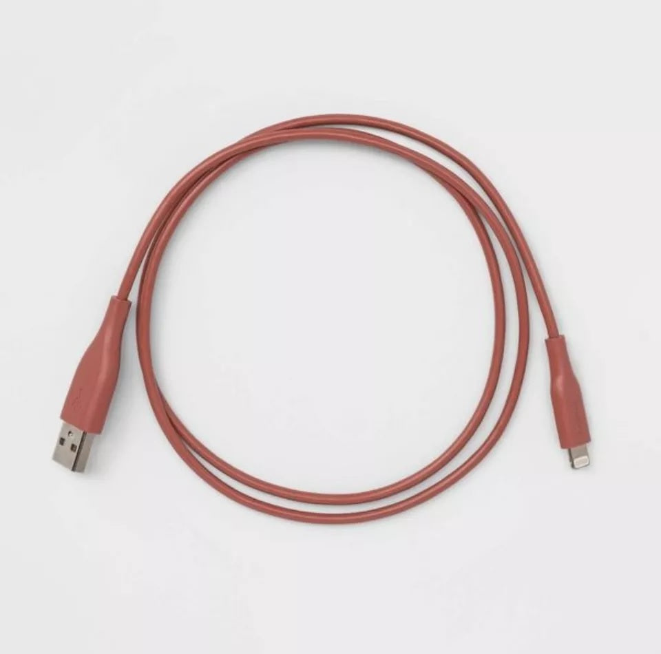 Heyday Charging Cable USB-A to LTNG compatible w/ iPhone & iPad 3ft Dusty Coral