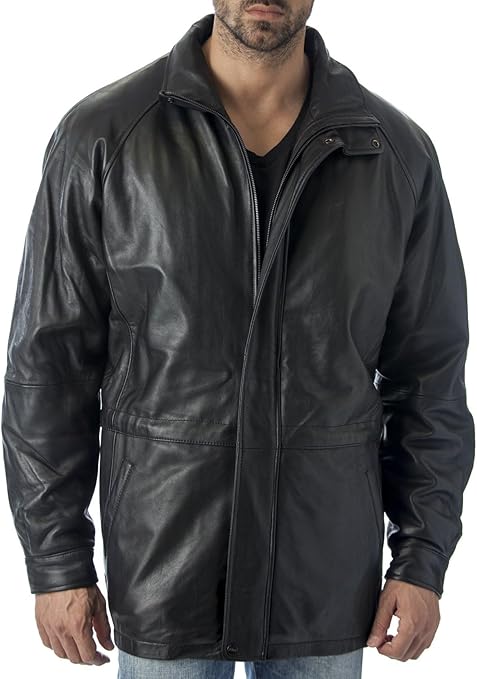 Men's 34'' Raglan Car Coat in Imported Lamb Leather With Zip-Out Lining