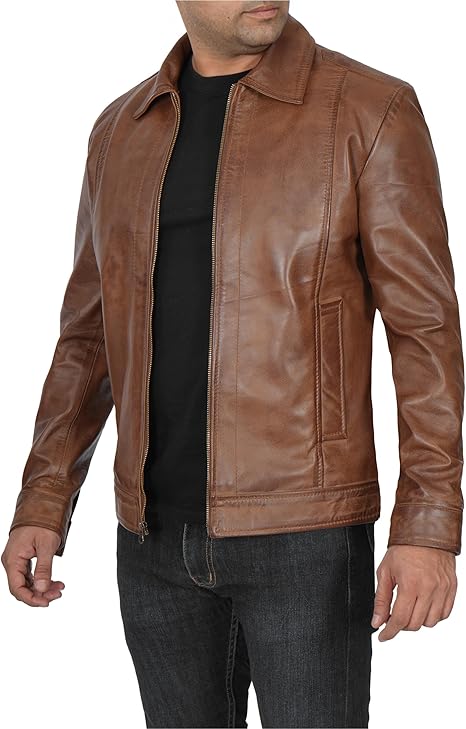 Men's Leather Jacket - Real Lambskin Classic Vintage Style Leather Jackets For Men