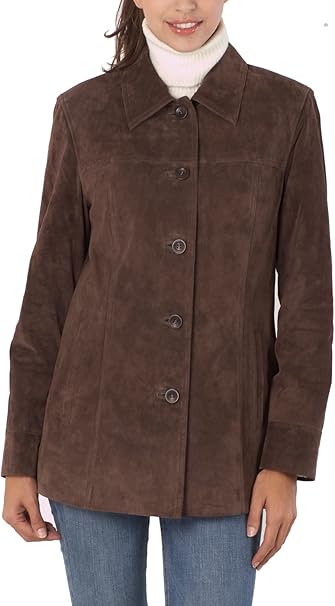 Women  Suede Leather Car Coat (Also available in Plus Size & Petite)