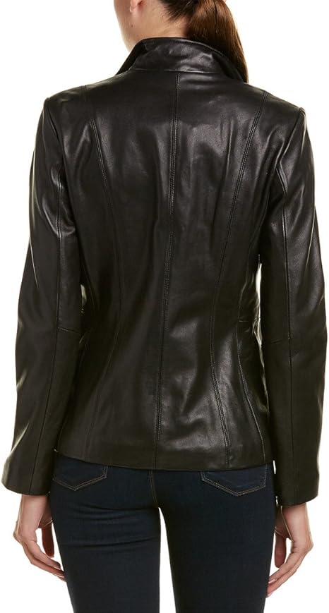 Real Lambskin Classic Vintage Style Wing Collared Jacket Leather Jackets For Women