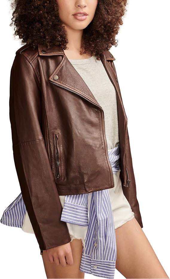 Women's Classic Leather Moto Jacket