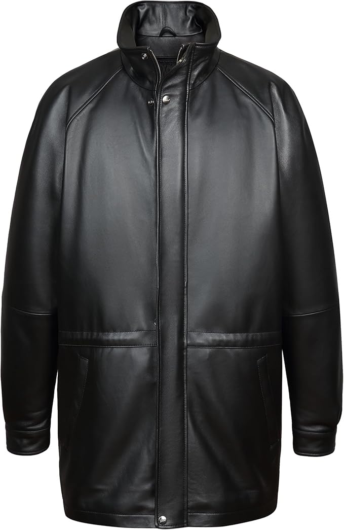 Men's 34'' Raglan Car Coat in Imported Lamb Leather With Zip-Out Lining