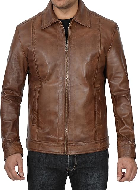 Men's Leather Jacket - Real Lambskin Classic Vintage Style Leather Jackets For Men