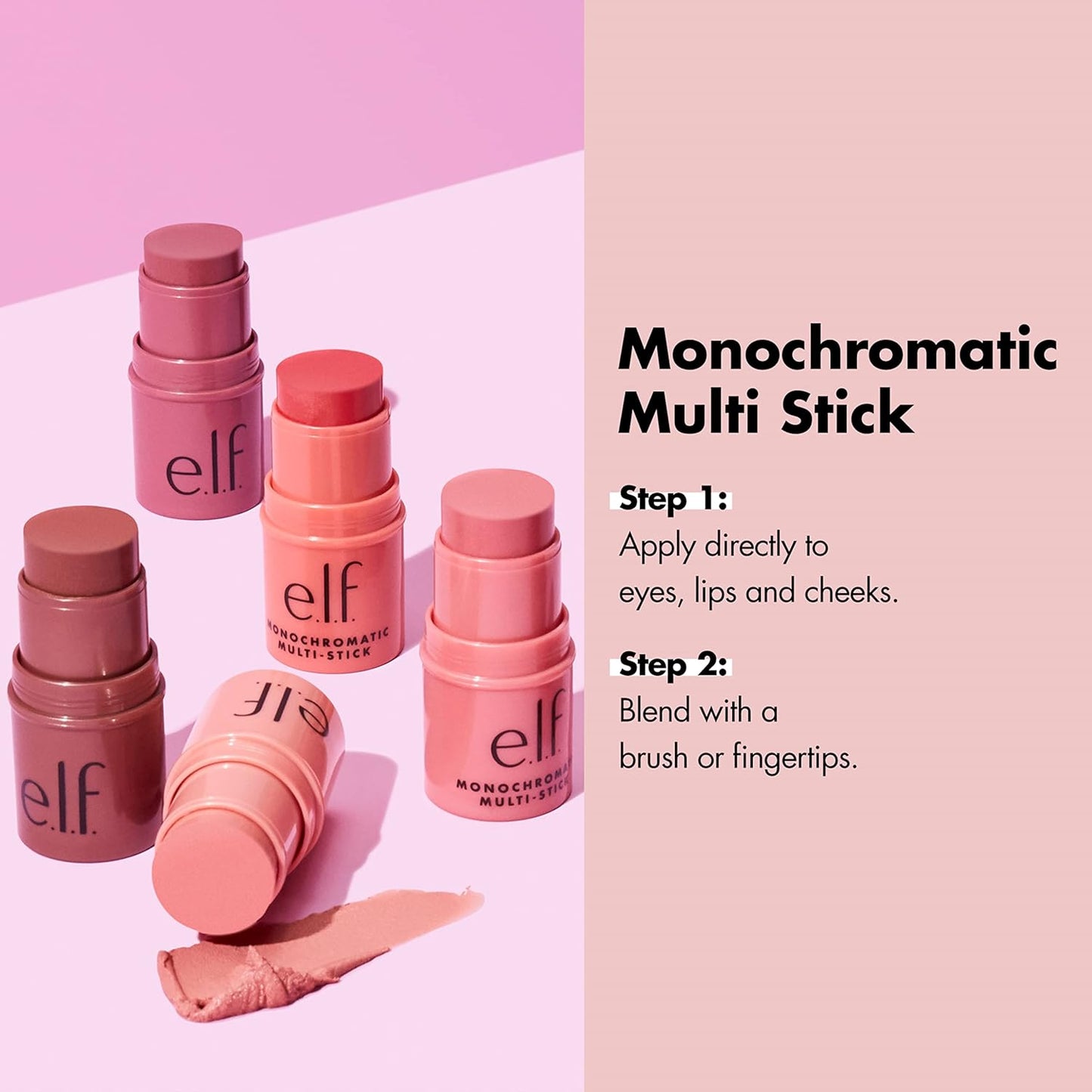 e.l.f. Monochromatic Multi Stick, Luxuriously Creamy & Blendable Color, Designed for use on eyes, lips, and cheeks