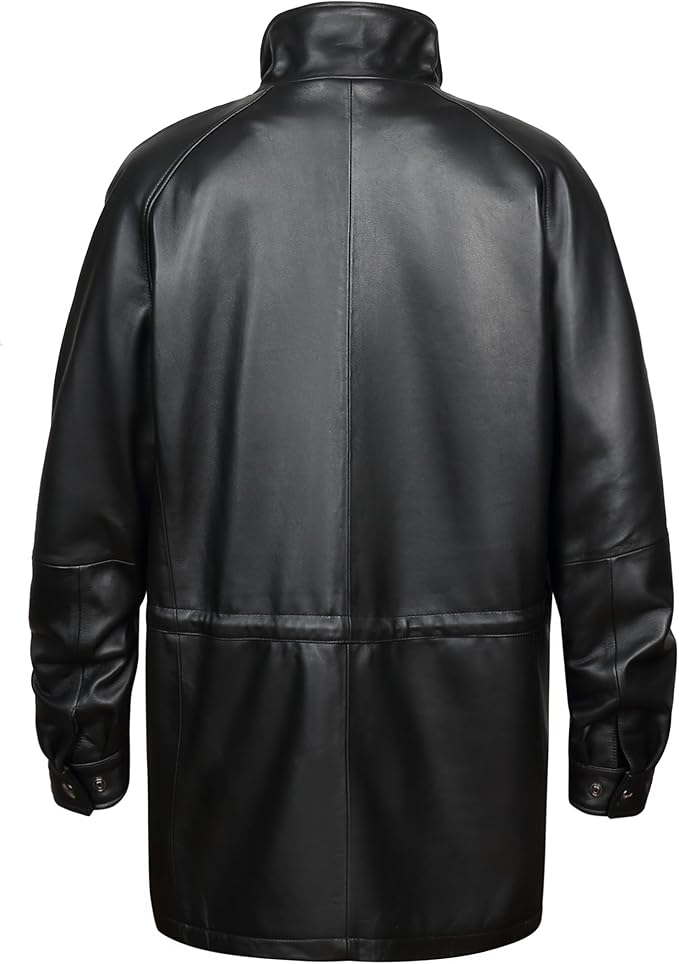 Men's 34'' Raglan Car Coat in Imported Lamb Leather With Zip-Out Lining