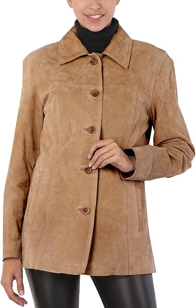 Women  Suede Leather Car Coat (Also available in Plus Size & Petite)