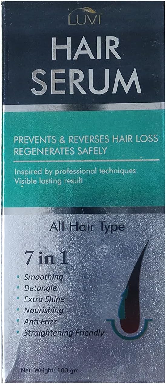 Luvi Hair Serum Prevents & Reserves Hair Loss Regenerates Safely (100) The serum comes in a sleek, easy-to-use bottle with a dropper for precise application.