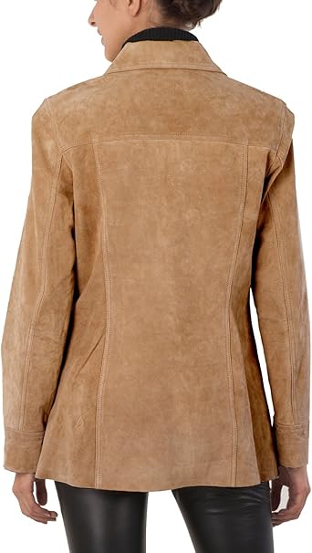 Women  Suede Leather Car Coat (Also available in Plus Size & Petite)