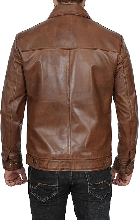 Men's Leather Jacket - Real Lambskin Classic Vintage Style Leather Jackets For Men