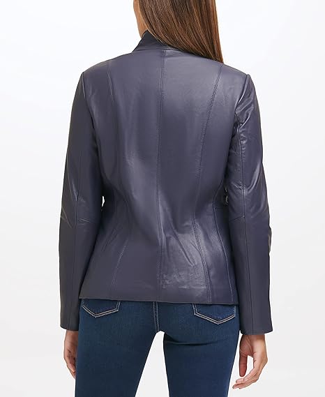 Real Lambskin Classic Vintage Style Wing Collared Jacket Leather Jackets For Women