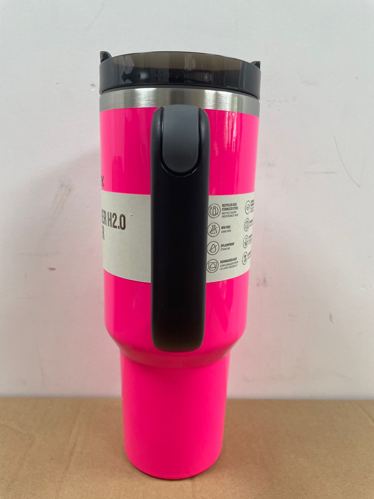 Stanley New Electric Neon Pink And Black Quencher H2.0 40 oz Tumbler